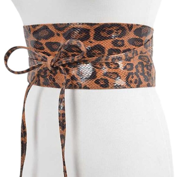 BNWT Leopard Printed  Obi Belt Wrap Around Fashion Belt - Picture 2 of 5